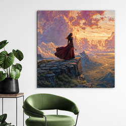 Obraz do předsíně - Snící žena na útesu
