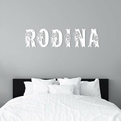 Drevená nálepka na stenu - Rodina | Biela