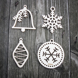 Tradičné vianočné ozdoby - Set 4 druhy po 5 ks (20ks)  | Topoľová preglejka