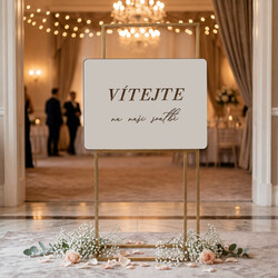 Gravírovaná svatební uvítací tabule ze dřeva - Elegance | Kašmír