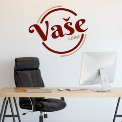 3D farebné logo na stenu z dreva - výroba na mieru