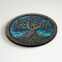 Drevený obraz - Keltský strom života - Arbor