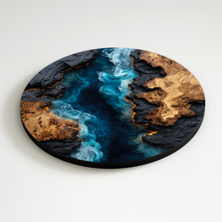 Kruhový epoxidový obraz - Pulz Zeme (UV tlač)