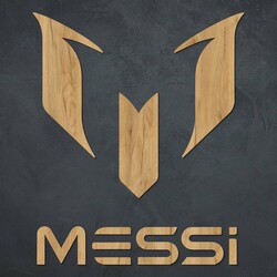 Wooden Logo of Footballer - Messi | Gold Craft Oak