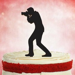 Zápich do torty s menom - Figúrka Fotograf | Čierna