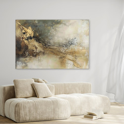 Abstraktný obraz na dreve - Zlatá elegancia