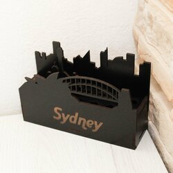 Dřevěný stojan na kancelářské potřeby - Sydney | Černá