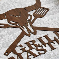 Dekorácia na stenu do kuchyne - Grill Master | Orech