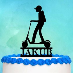 Zápich na tortu s menom - Kolobežka s chlapcom | Čierna