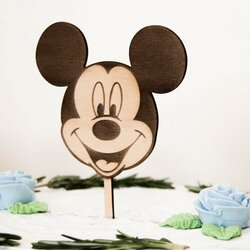 Drevená figúrka na tortu - hlava Mickey mouse