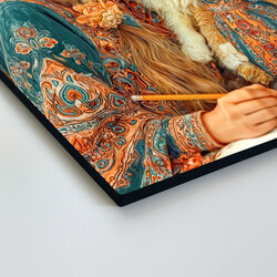 Folk image on wood - Slavic woman