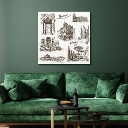 3D fa gravírozott falikép - Róma, Olaszország | Fehér