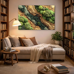 Moss picture on the wall - Forest Stream (UV print)