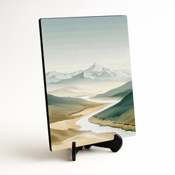 Moderní obraz hor a řeky - Klid krajiny