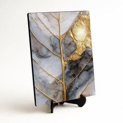 Glamour obraz - Zlatý list v mramore