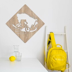 Drevený obraz na stenu - Horská cyklistika | Dub Sonoma