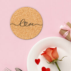 Cork Coaster for Glass - Love
