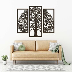 3-Piece Wooden Picture - Tree of Happiness | Wenge