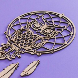 Dřevěný lapač snů - Sova | Buková překližka