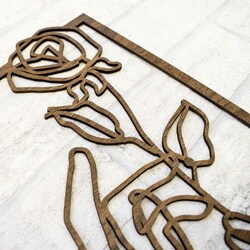 Minimalistický drevený obraz - Ruža  | Orech