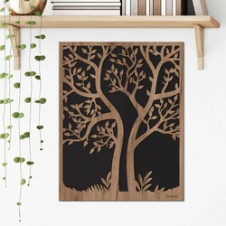 Wooden Home Decor - Tree in Frame | Tobacco oak / Black