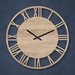 Industrial Wooden Wall Clock - Black | Oak Sonoma