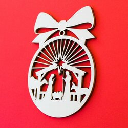 Vianočná guľa na stromček - Svätá rodina | Topoľová preglejka