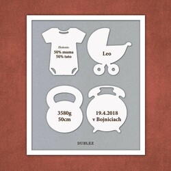 Drevená pamätná tabuľka pre novorodenca  | Biela / Strieborná