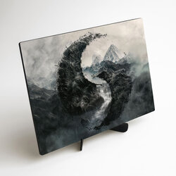 Moderný drevený obraz - Čierna vlna hôr