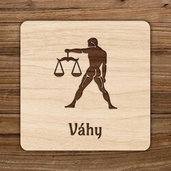 Pivní podtácek ze dřeva - Znamení Váhy