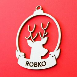 Vianočná guľa na stromček s menom  | Topoľová preglejka