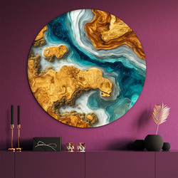 Round image with epoxy and wood effect
