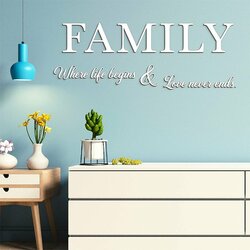 Wooden Sticker - Quote about Family  | White