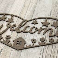 Wooden Wall Decoration - Welcome | Walnut