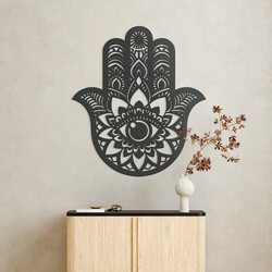 Wooden Picture of Symbol - Hand of Fatima | Anthracite Gray