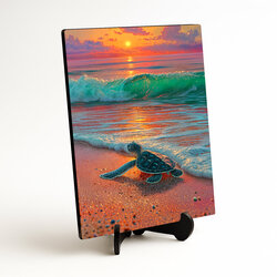 Colorful painting on wood - Turtle