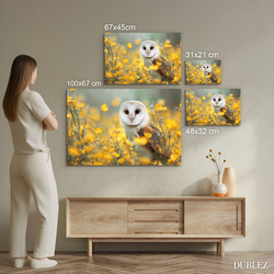 Drevený obraz - Sova v lúčnych kvetoch