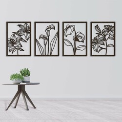 Multi-part Wooden Wall Art of Flowers - Scent of Summer | Wenge