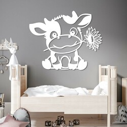Wooden Wall Sticker for Children&#039;s Room - Cow | White