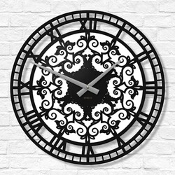 Drevené nástenné hodiny - Ornamenty | Čierna