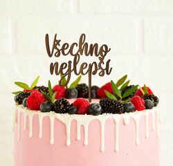 Dřevěný zápich do dortu - Všechno nejlepší | Ořech