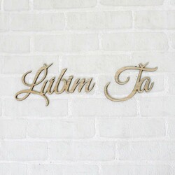 Drevený nápis na stenu - nálepka Ľúbim Ťa | Dub Sonoma