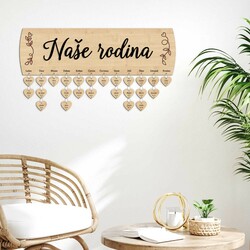 Dřevěný rodinný kalendář - Naše rodina | Javor