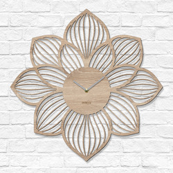 Tablou floral cu ceas - Petale | Stejar Sonoma