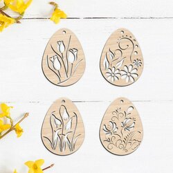 Wooden Easter Eggs - Set of 4