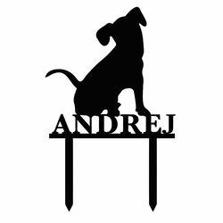 Zapichovacie zvieratko na detskú tortu s menom - Psík | Čierna