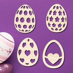 Easter Decorations Made from Wood - Set of Eggs