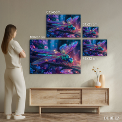 Drevený obraz - Neonová vážka