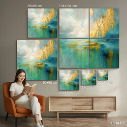 Modern abstract painting - Golden horizon | 134x134 cm