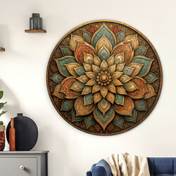 Wooden round mandala - Shanti